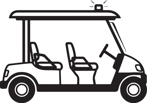 Golf cart, vehicle, transportation, icon, black and white