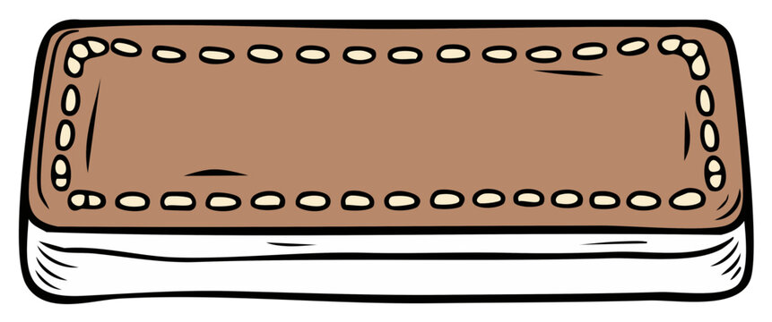 Cartoon illustration of a brown leather wallet with stitching