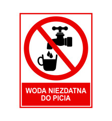 znak zakazujący picia wody z kranu, plik wektorowy © robert6666