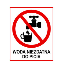 znak zakazujący picia wody z kranu, plik wektorowy © robert6666