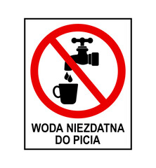 znak zakazujący picia wody z kranu, plik wektorowy © robert6666