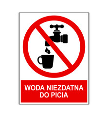 znak zakazujący picia wody z kranu, plik wektorowy © robert6666