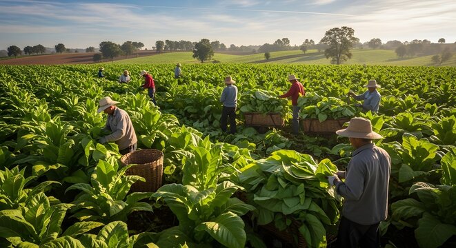 A tobacco field  on the sunshine day
