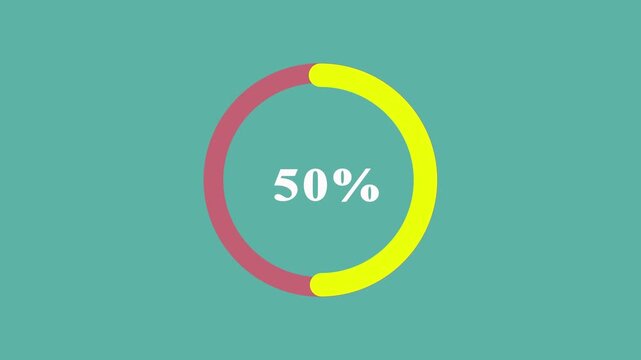 Animated spinning waiting icon 0-100% animation on black background. animated circle loading gif video icon.