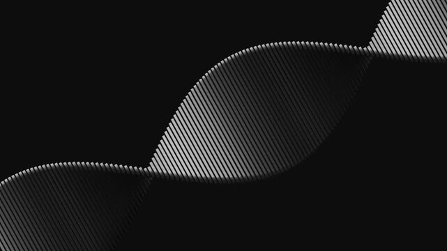 Abstract DNA double helix rotating on dark background, cinematic 3D biotechnology animation loop
