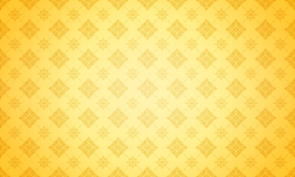 Luxury Thai pattern royal yellow background vector illustration. Lai Thai yellow diamond pattern wallpaper