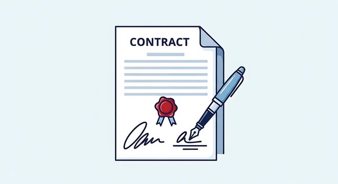 Contract Document with Pen and Signature for Agreement.