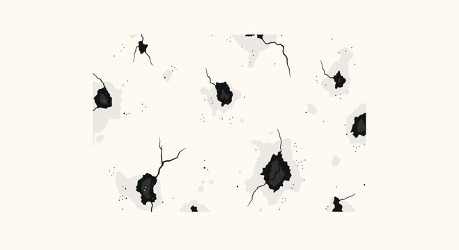 A light off-white surface is covered with an irregular pattern of multiple dark mold patches and thin cracks with scattered specks.