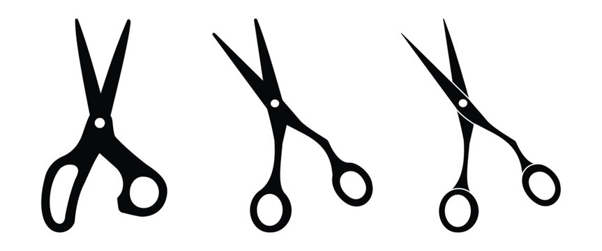 Scissors Icon Set &ndash; Cut Symbol, Barber Shears, Craft Tool Vector