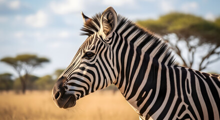 Fototapeta premium Photo of a zebra. Close-up macro photography.