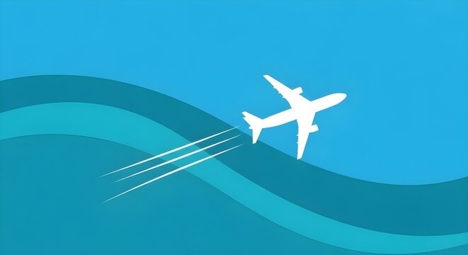 S&iacute;mbolo de avi&oacute;n blanco sobre fondo azul.
 Bandera de ruta de vuelo de avi&oacute;n