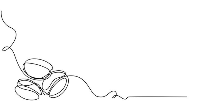 Coffee beans animation. Coffee grain continuous line drawing animated video, Coffee beans animation. Coffee grain continuous line drawing animated video, Animated self drawing of continuous line draw