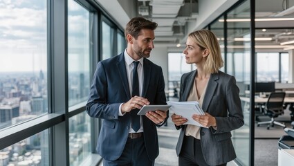Fototapeta premium Business Executive and Manager Having a Conversation in Modern Office