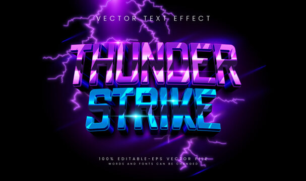 Purple thunder flash lightning editable vector text effect