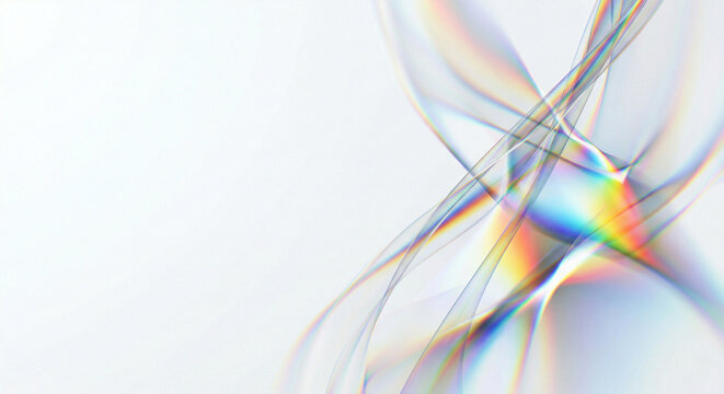 Abstract Prismatic Refraction Light Flow on Bright Background for Copy Space
