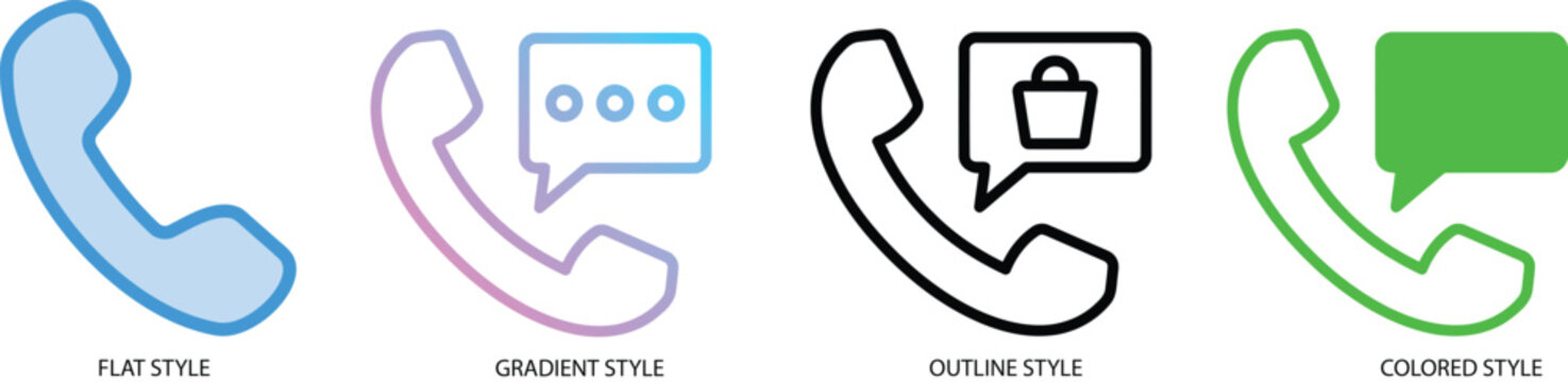 Phone receiver with shopping bag chat bubble icon representing customer support, teleshopping and phone order. Concept of contact sales, ecommerce service for web and mobile application design.
