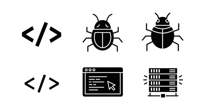 Set of Software Development and Technical Troubleshooting Icons