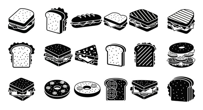 Set of Sandwich and Bread Icons