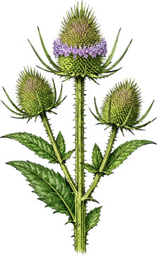Dipsacus fullonum illustration art