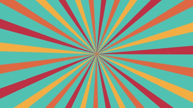 Abstract ray vintage collor rotation animation background design retro. loop art Pop art and comic style backgound animated. 4K Video