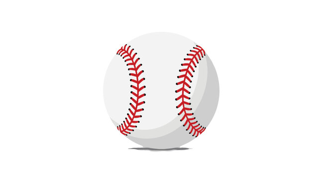 A single white baseball with red stitching is placed centrally on a clean white background.
