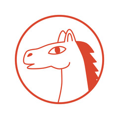 Red horse icon, vector illustration, red outline, minimalist line drawing, isolated on white background
