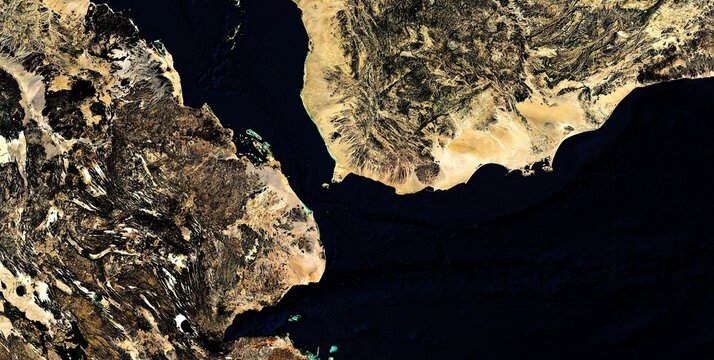 Satellite View of Bab al Mandab Strait, Red Sea