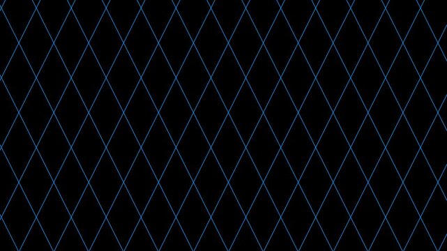Immersive 4K geometric diamond grid pattern with shimmering blue lines on a dark background, a futuristic tech blueprint design for digital interfaces and abstract data visualizations