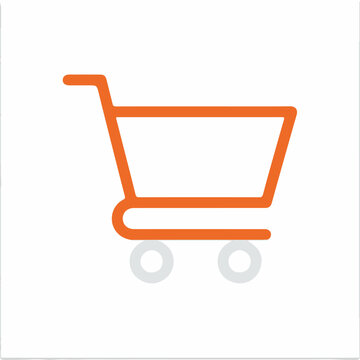 Orange shopping cart icon representing online retail and commerce.