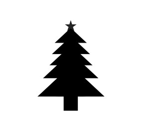 Obraz premium A simple black silhouette of a Christmas tree on a white background