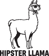 Naklejka premium Llama wearing sunglasses and a bandana