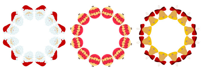 Christmas tree decorations. Round frame. Template for your creativity © bubushonok