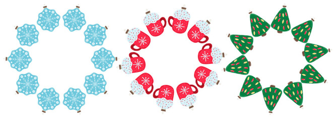 Christmas tree decorations. Round frame. Template for your creativity © bubushonok