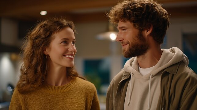 Long distance couple maintaining connection through synchronized cooking sessions, screens propped in separate kitchens, same recipe different continents, perfect for digital intimacy creativity,