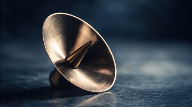 A separate bronze impeller component is isolated on a dark workbench. Specially designed for precision metal processing and manufacturing facilities, for engineers to use.