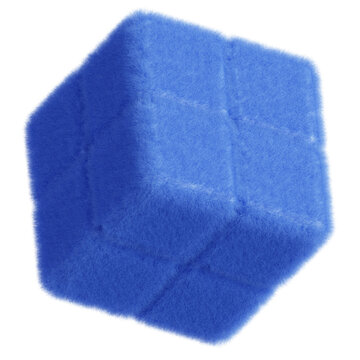 Fuzzy Cube 3d Geometric Shape with Soft Texture