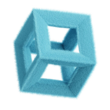 Furry impossible cube geometric shape abstract optical illusion