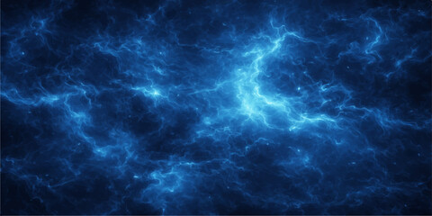 A dark blue stormy sky background featuring heavy clouds and bright lightning texture within a moody night atmosphere © Sayid