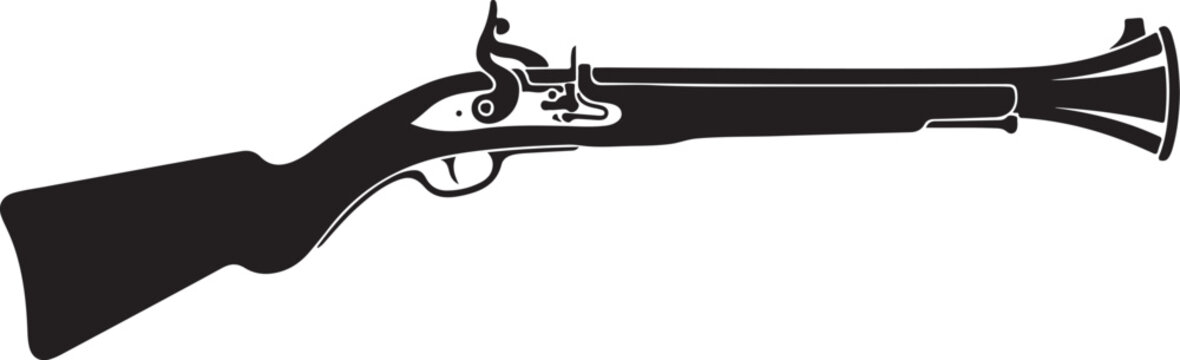 Vintage flintlock rifle, antique firearm, black powder gun, muzzleloader weapon