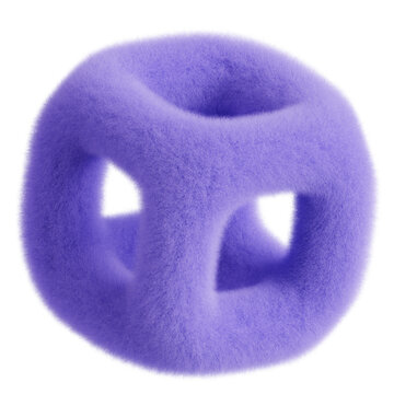 furry 3D abstract geometric shape cubic object