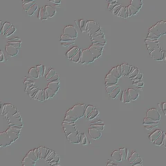 Keuken achterwand Per kleurpatroon patronen 3d embossed floral roses flowers seamless pattern. Textured white gray emboss vector background with relief line art rose flowers, leaves, berries. Beautiful surface endless texture with 3d effect.  © Reazul
