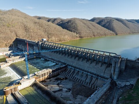 Scenic View of Bluestone Dam and Reservoir in Southern West Virginia