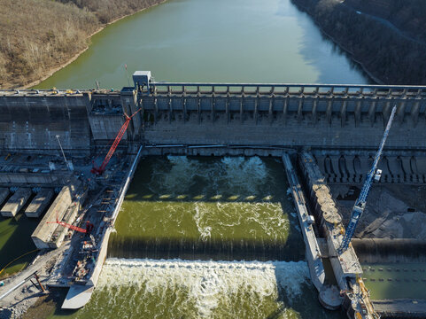 Aerial View of Bluestone Dam in Hinton West Virginia Appalachian Mountains