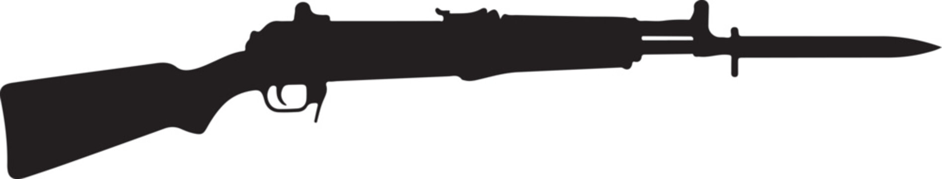 Rifle, gun, assault rifle, silhouette, black, vector, firearm, weapon, military, combat
