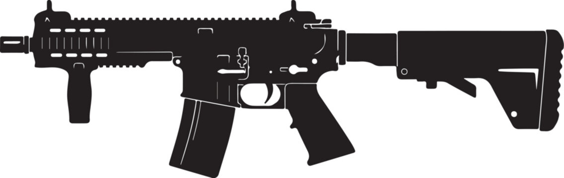 Rifle, assault rifle, gun, black, silhouette, vector, illustration, firearm, weapon, military, 1 element, EPS