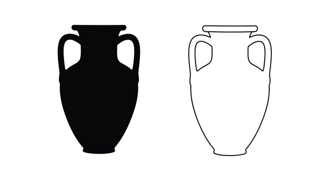Ancient greek amphorae in contrasting styles a black silhouette