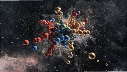Naklejka premium Deconstructed 3D Molecule Model Individual Elements Gigapixel Standard v2 4x