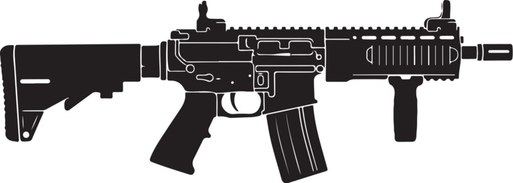 Rifle, assault rifle, black rifle, gun, firearm, vector illustration, silhouette