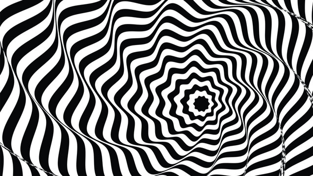 Optical illusion of concentric black and white stripes