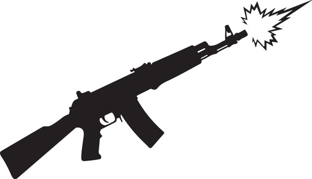 Rifle, assault rifle, gun silhouette, black rifle icon, weapon vector